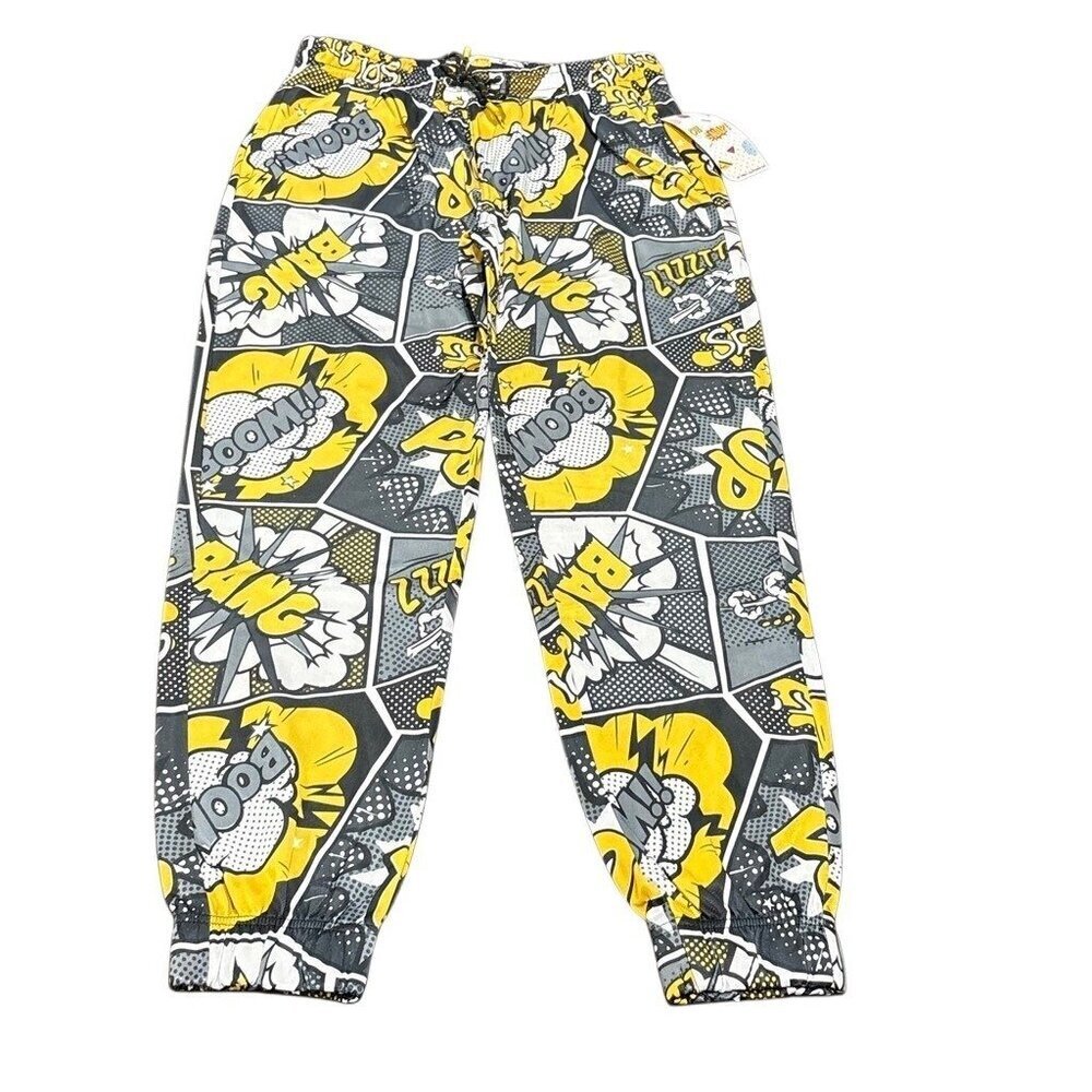 Drill Clothing Oh Snap Comic Print Jogger Pants Yellow Black Pockets Sz S & XL